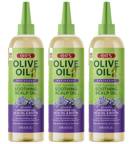 ORS Olive Oil Braidzone Scalp Oil with Lavender & Biotin - Pack of 3