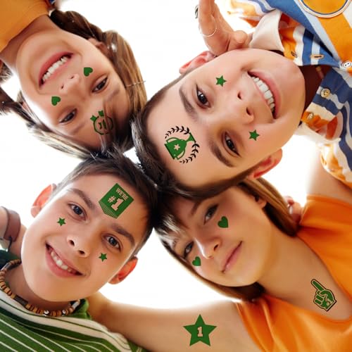 Glitter Green Team Spirit Temporary Tattoo Stickers - 180 Pcs