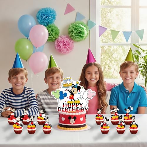 25-Piece Cartoon Mouse Birthday Cake & Cupcake Topper Set