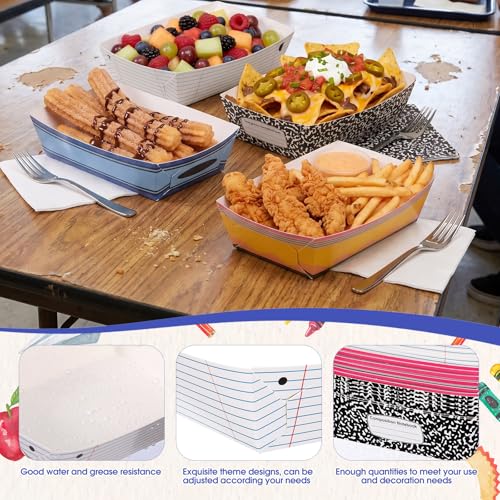 24 Pcs Back to School Food Trays - Colorful Disposable Serving Boats