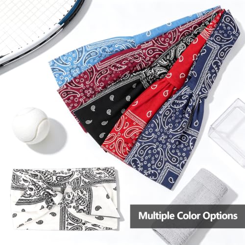 DRESHOW 6 Pack Adjustable Knotted Headbands for Women - Paisley Print