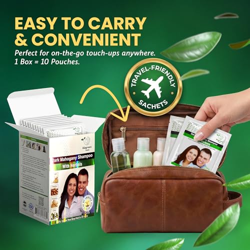 BIOGREEN ROOTS Herbal Hair Dye Shampoo Dark Mahogany - 10 Sachets x 25ml
