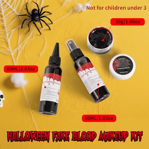 Halloween 3‑Piece Fake Blood Kit – Spray Blood, Dripping Blood Gel & Coagulated Blood