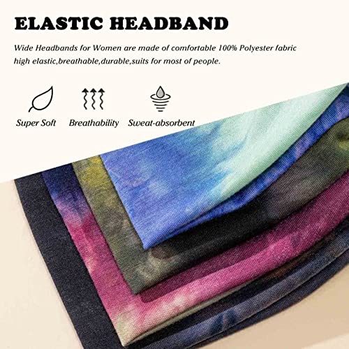 Olbye Wide Tie Dye Button Headbands for Masks - 4 Piece Set