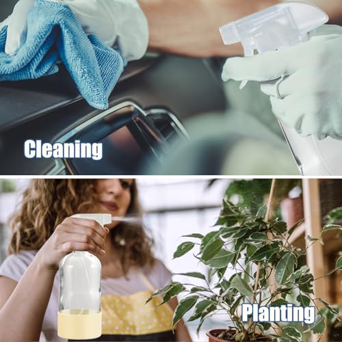 16 oz Glass Spray Bottles with Silicone Sleeve - 2 Pack for Hair, Cleaning & Plants