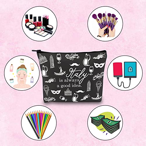 Italy Travel Gift Makeup Bag - Zipper Pouch for Cosmetics & Accessories