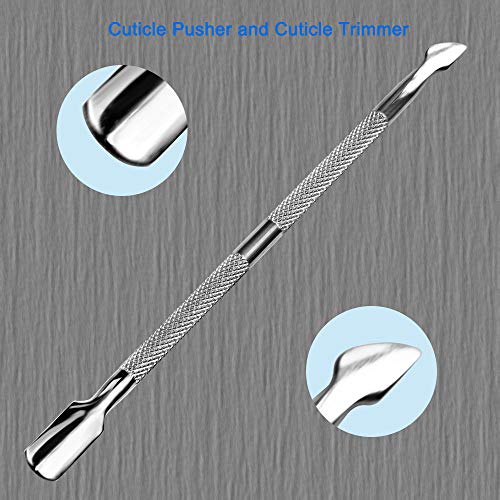 HIFAU 2-Piece Cuticle Pusher and Trimmer Set – Professional Manicure Tools for Fingernail & Toenail