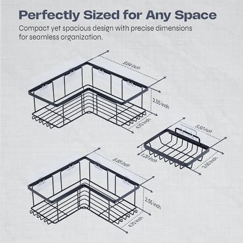 Rustproof Stainless Steel Corner Shower Caddy Organizer - Heavy Duty 3-Tier Bath Storage