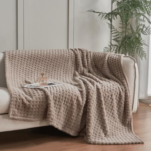 Lightweight Fleece Throw Blanket - 50x60 Inches, Soft 3D Jacquard