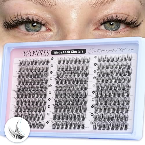 WONSIS Natural Mixed Wispy Lash Clusters for DIY Eyelash Extensions, C Curl, Reusable