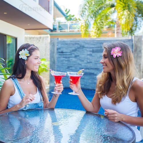 Framendino 20 Pack Artificial Orchid & Plumeria Hair Clips - Multicolor, 20 Colors