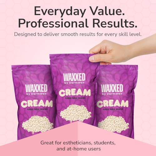 WAXXED Cream Hard Wax Beads 2.2LB ? Professional Hard Wax Beads for Hair Removal ? Titanium Dioxide Infused Hard Wax Beads for Sensitive Skin ? Smooth Application & Clean Removal ? Salon & Home Use