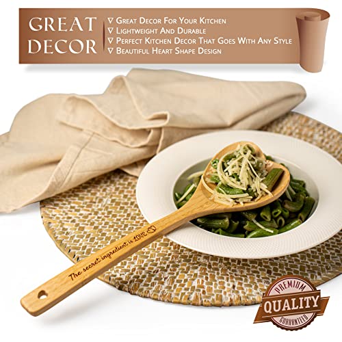 Heart Shaped Bamboo Wooden Spoon with Engraved Handle