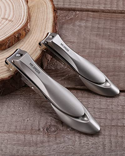 MR.GREEN M-1210plus Nail Clippers for Thick Nails - Professional Stainless Steel Cutter with Catcher