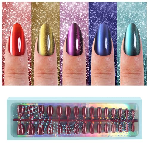 Vansiho 150Pcs Medium Almond Cat Eye Press On Nails - Medium Almond Cat Eye