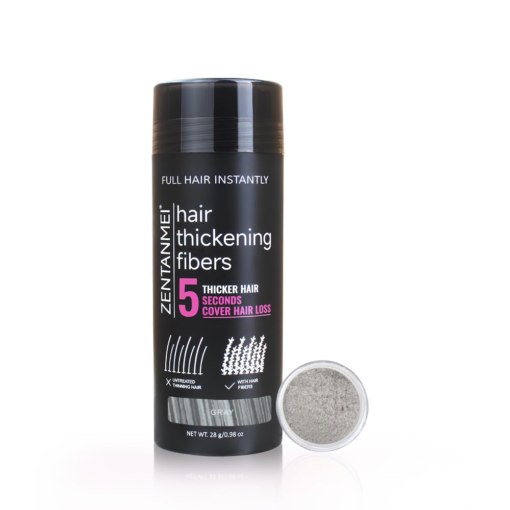Hair Building Fibers for Thinning Hair - All-Natural Volume Powder | 0.98 Oz Gray Bald Spot Concealer for Men & Women