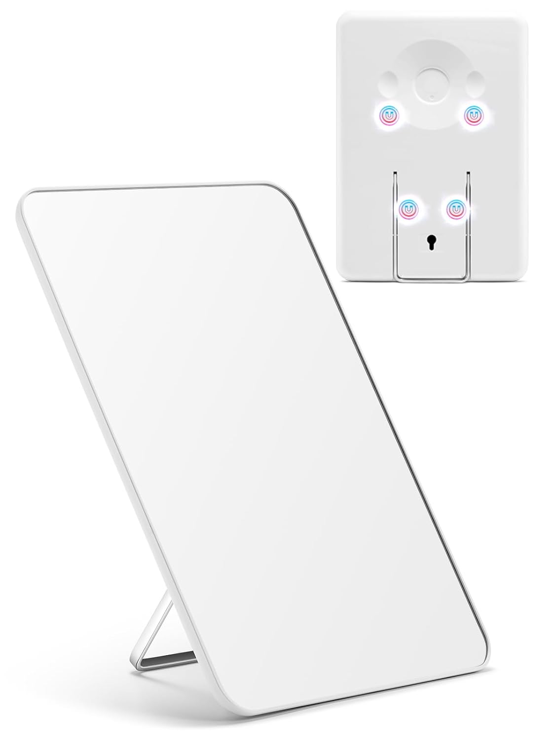 Desk Makeup Mirror - OMIRO 8 x 5 Inches Foldable Table Mirror with Hanging Hole | Pink for Travel and Shaving