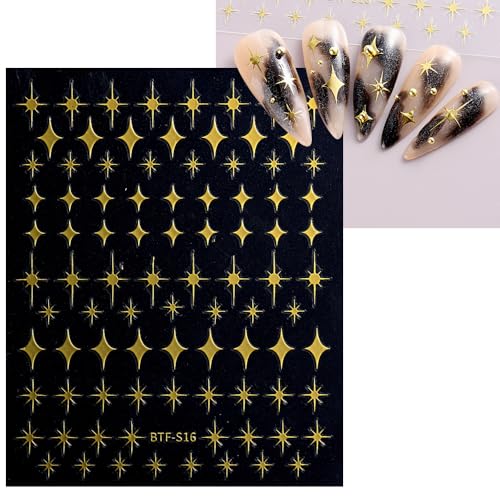12 Sheets Self-Adhesive Gold Star Nail Art Stickers for DIY Manicure