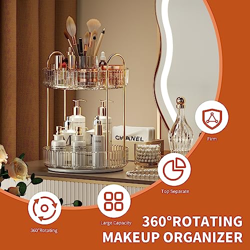 YCIA&DONE Rotating Makeup Organizer - 360° Large Capacity for Vanity
