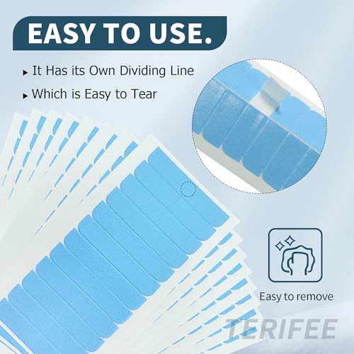 180PCS Double Sided Hair Extension Tape - 1.57 x 0.31 Inch Blue