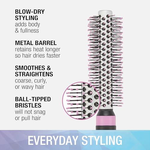 Conair Metal Round Hairbrush for Blowouts - Pink/Black