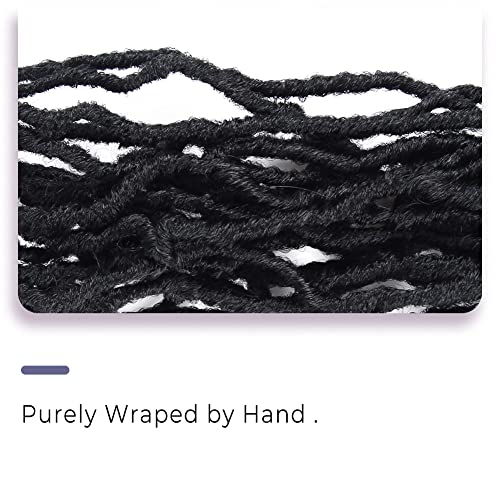 Niseyo Faux Locs Crochet Hair 12 Inch - 6 Pack Natural Black Pre-Looped Synthetic Locs