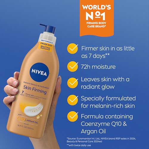 NIVEA Skin Firming Melanin Beauty Lotion with Q10 & Argan Oil - 16.9 Oz