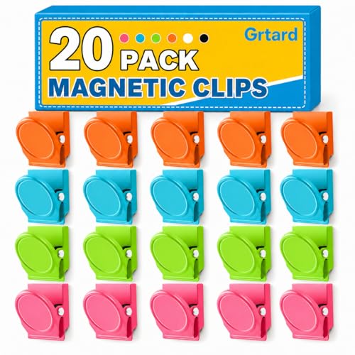 20 Pack Colorful Magnetic Clips for Refrigerator & Whiteboard