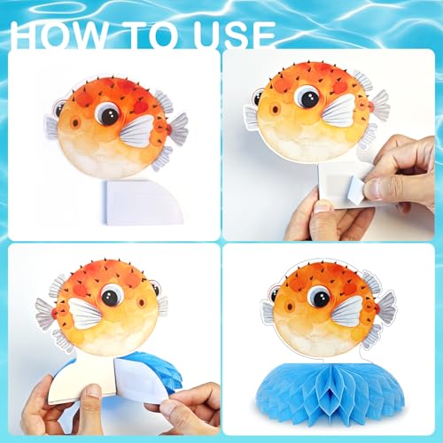 12pcs Ocean Sea Animal Honeycomb Centerpieces for Parties