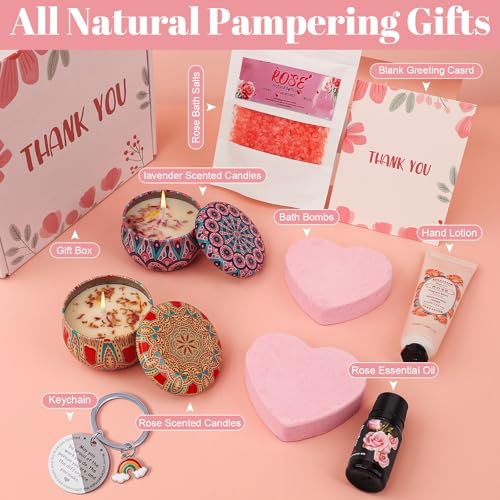 Oukuok Rose-Themed 9-Piece Pamper Spa Gift Set – Thank You Gifts for Women