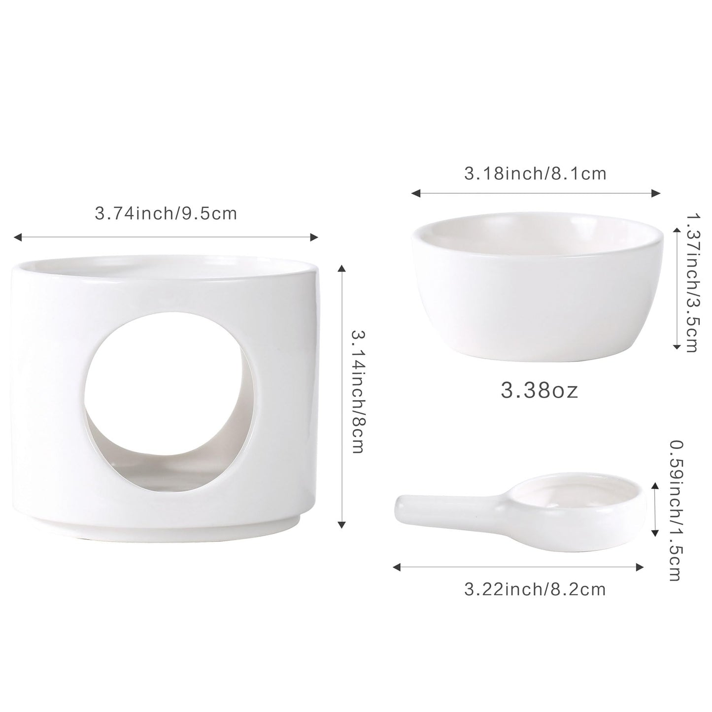 Auxmeware - Essential Oil Burner for Scented Oil, Oil Warmer, Tealight Wax Melt Warmer, Candle Diffuser, Tea Light Holder, White