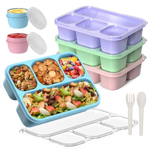 KHOXU 4-Compartment Bento Lunch Box Set - 44Oz Meal Prep Containers