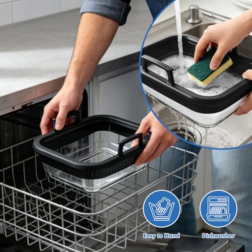 Glass Air Fryer Liner with Silicone Handles for Ninja Foodi 10Qt