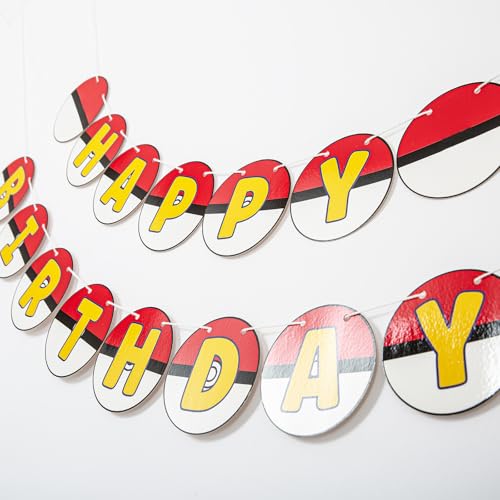 Cartoon Animation Birthday Banner - Red, White & Yellow Party Decor