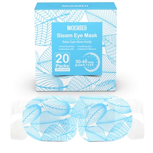 MOEASEii Self-Heating Steam Eye Mask for Dry Eyes - 20 Pack Unscented