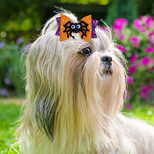 8Pcs Halloween Hair Accessories Set - Glitter Bows & Clips