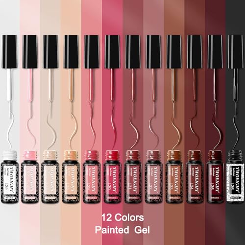 TWOEIGHT Gel Nail Polish Liner Art 12 Colors 8ml UV Lamp Soak-off