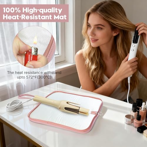JeeVoya Heat-Resistant Hair Tools Organizer Bag - Portable Pouch for Straighteners & Curling Irons (Pink)