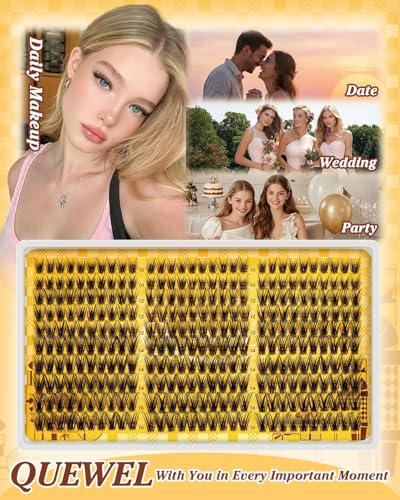 QUEWEL DIY Lash Cluster Kit with 300PCS Wispy Lashes, Bond and Seal