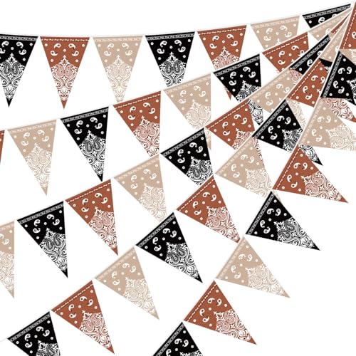 Western Cowboy Party Decorations - 5 Pack Paisley Pennant Banners