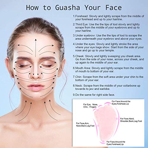 Jovivi Natural Rose Quartz Gua Sha Wing-Shape Facial Massage Tool