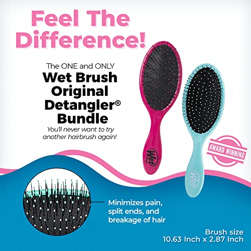 Wet Brush Original Detangler Hair Bundle - Aqua and Pink