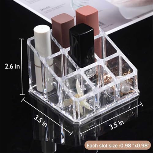 Lipstick Organizer with 9 Slots - Clear Acrylic Holder for Makeup