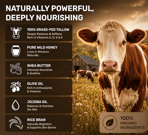 DRMOOSE Beef Tallow & Honey Balm – Hydrating Body Butter for Face & Body, 120g