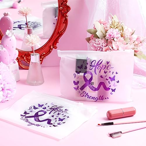 60Pcs Domestic Violence Awareness Purple Ribbon Makeup Bags Portable Gift Set