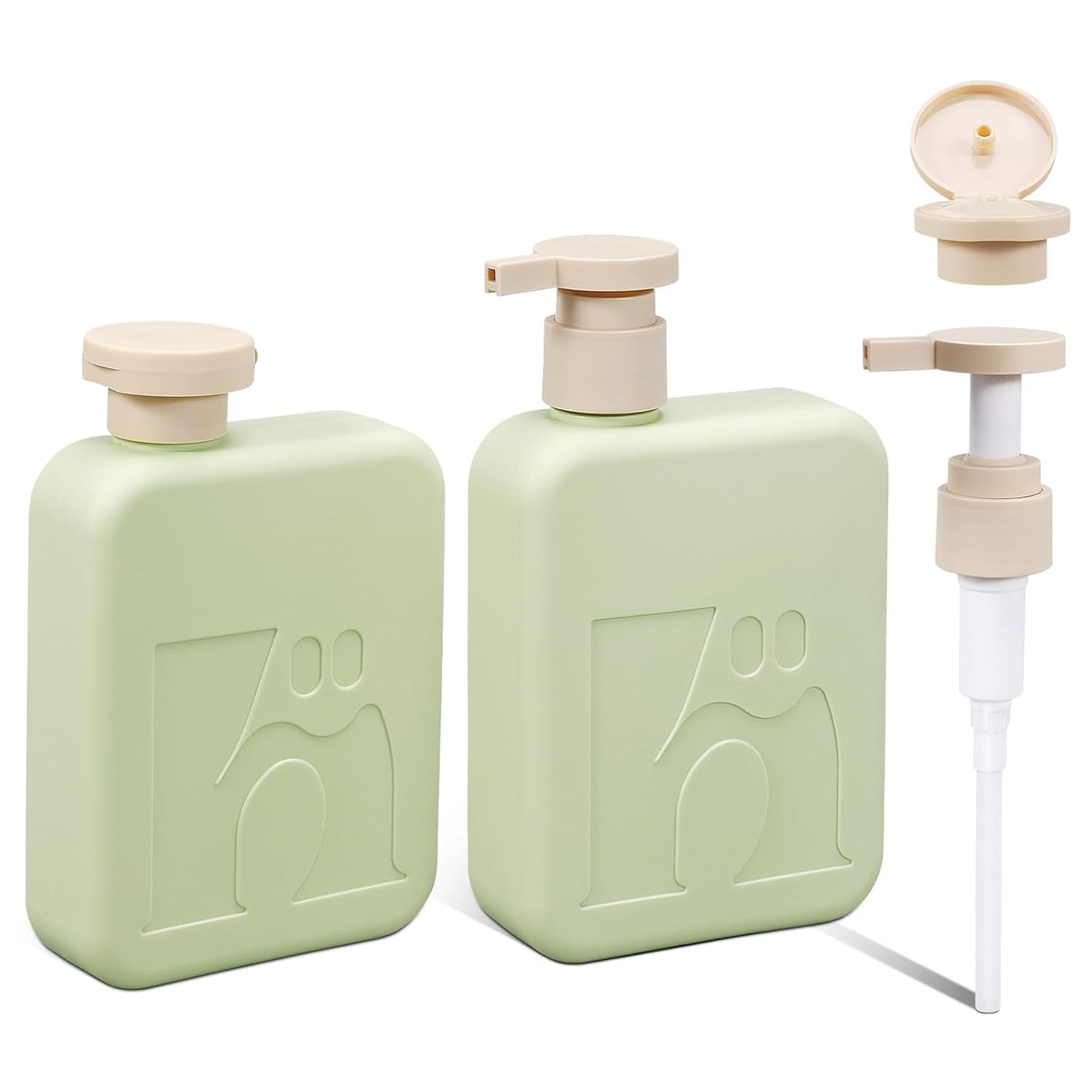 Travel Pump Bottles - Refillable Leak-Proof Squeeze Containers for Shampoo & Toiletries | 2 Pack, 11oz/330ml