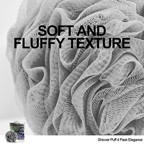 Loofah Sponge Set of 4 - Fast Dry Bath Scrubbers for Sensitive Skin