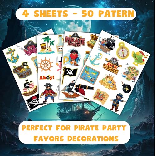 Pirate Temporary Tattoos for Kids - 50 Fun Designs