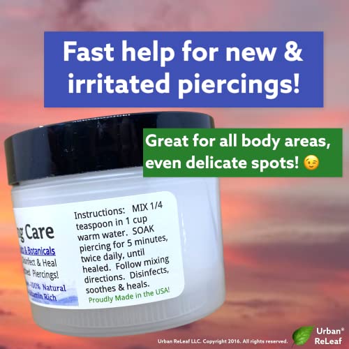 Urban ReLeaf Piercing Care Soothing Sea Salt & Botanical Aftercare - 1 (3 Ounce) - Gentle Healing for New & Stretched Piercings