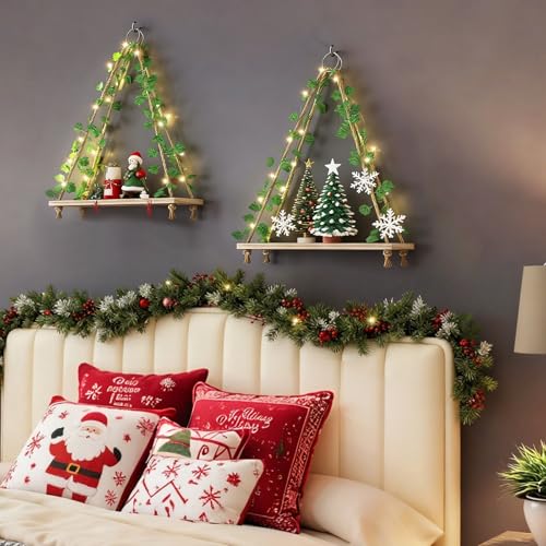 Fixwal LED Floating Shelves Set of 3 - Rustic Boho Wall Decor